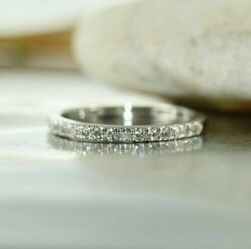 1.30 Ct Lab-Created Diamond Wedding Band Stackable Ring 14K White Gold Over