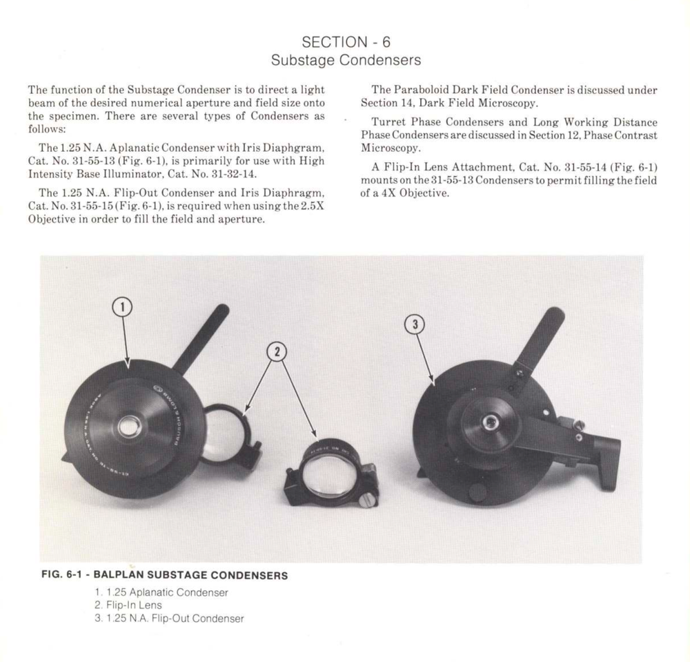 Flip in lens for BAUSCH & LOM Baplan Microscope Condenser 31-55-14