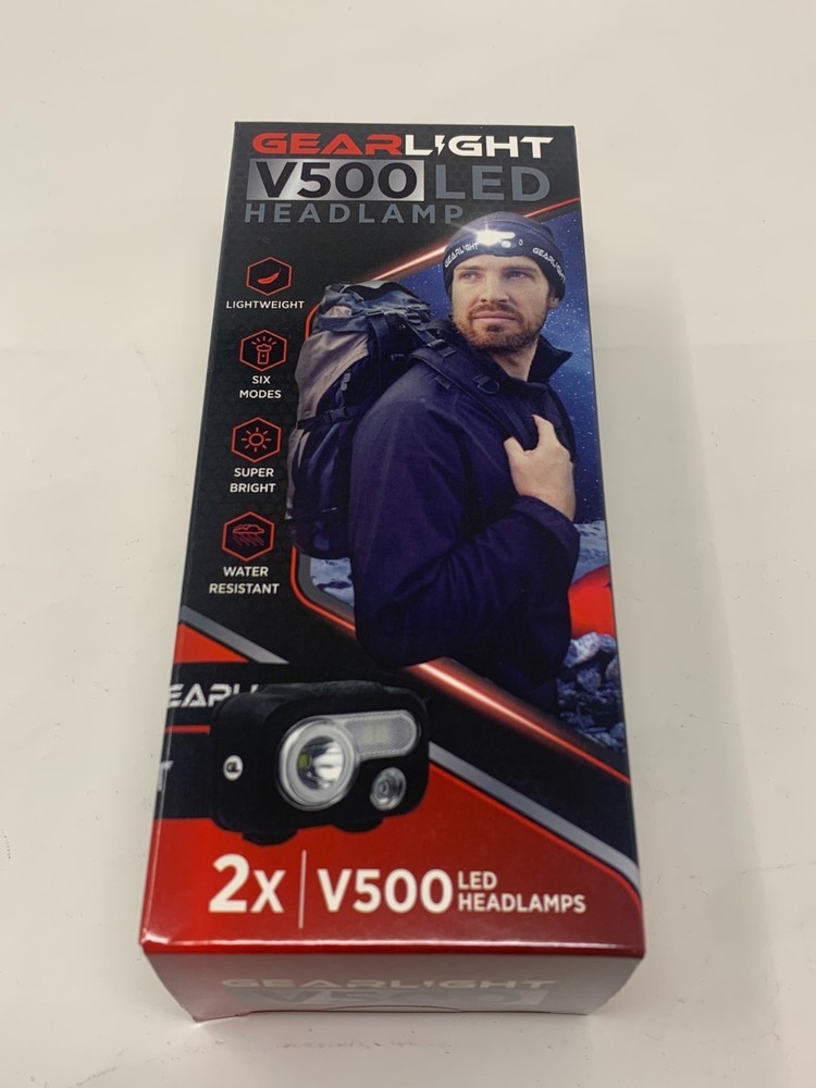 GearLight V500 LED Headlamp Flashlight [2 PACK] Running, Camping & Reading Head