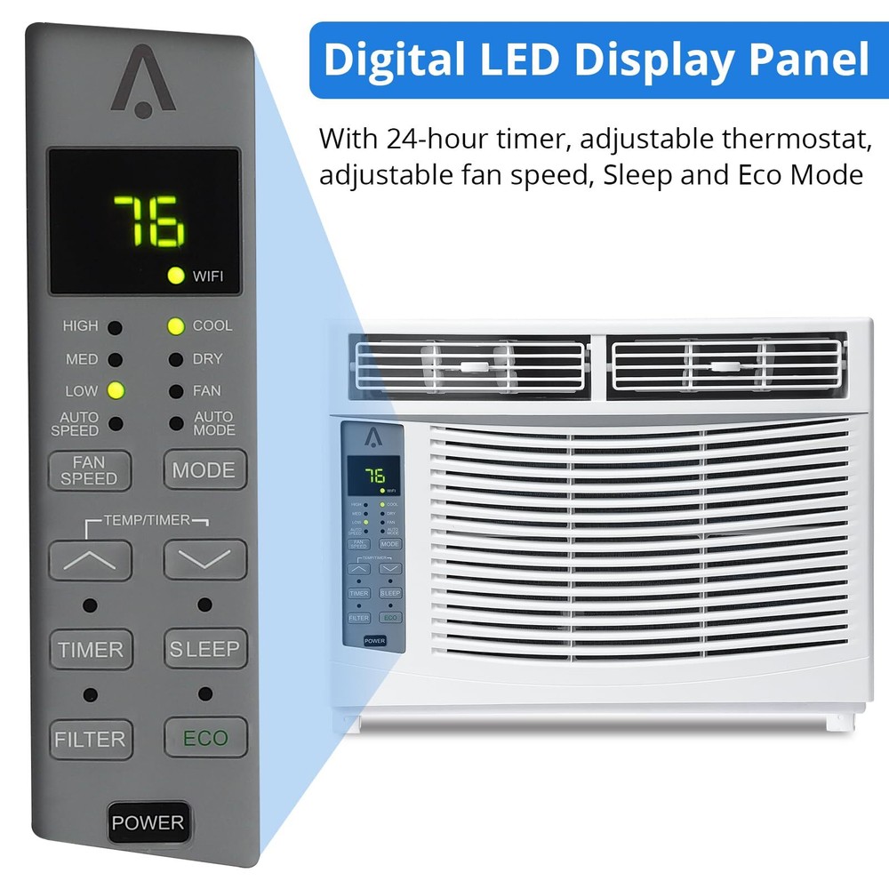 6000 BTU Window Air Conditioner Window AC Unit W/Remote Control Timer Function