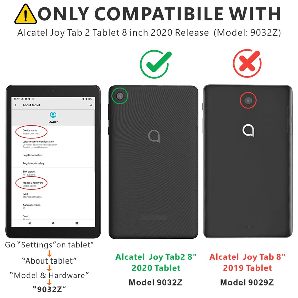 Shockproof Case for Alcatel Joy Tab 2 8'' Tablet 2020 (Model: 9032Z)