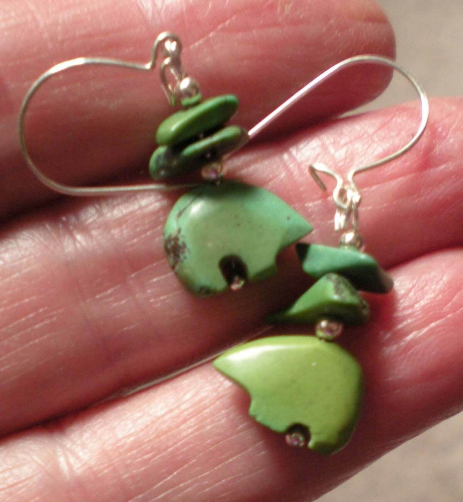 Chinese Turquoise Bear Totem Earrings - Protective, Healing e142