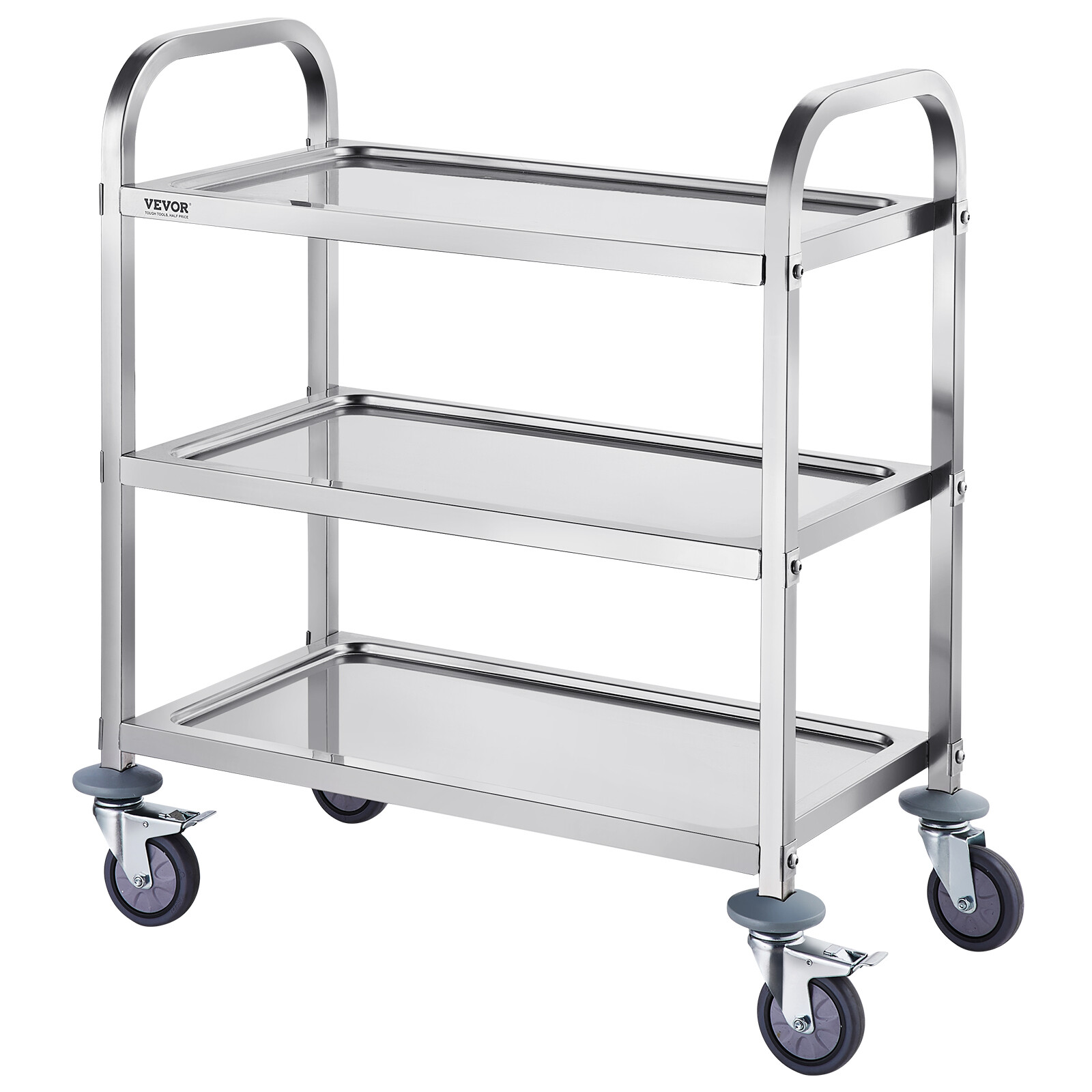 3-Tier Stainless Steel Medical Cart Mobile Trolley 400 lbs for Lab Clinic
