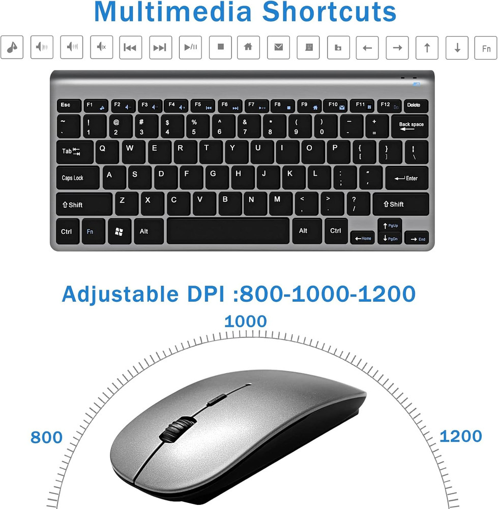 Wireless Keyboard and Mouse Combo, Compact Quiet Wireless Keyboard and Mouse Set