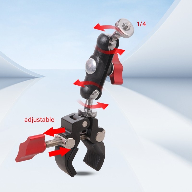 1/4inch Threaded Ball Head Joint Base Double Socket Arm Extension Arm Motorcycle