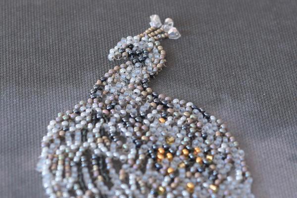 Bead embroidery kit Gold in silver needlework kit Art canvas beadwork pattern