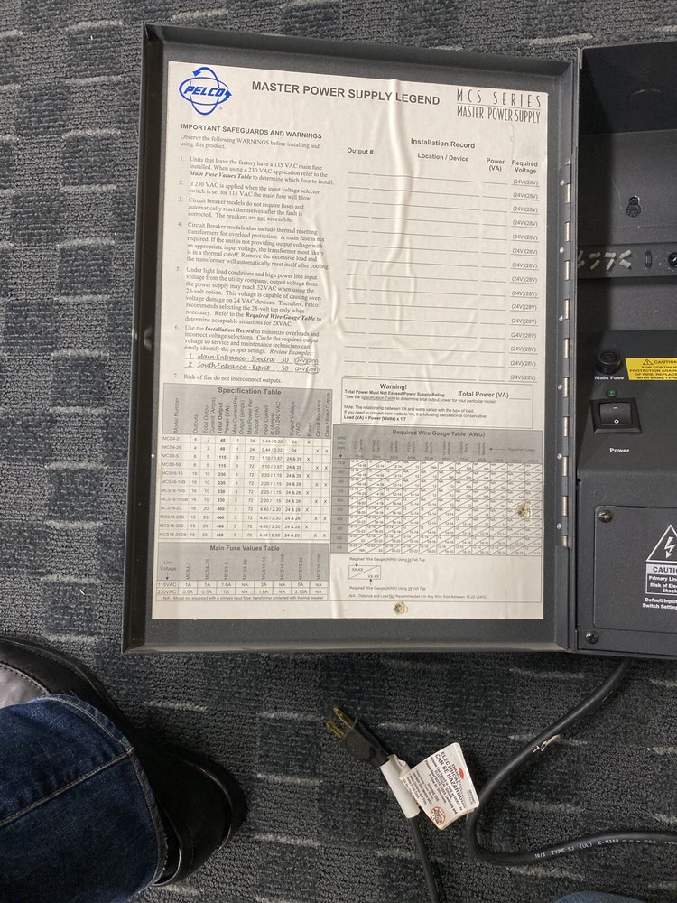 Pelco MCS4-2 Power Supply