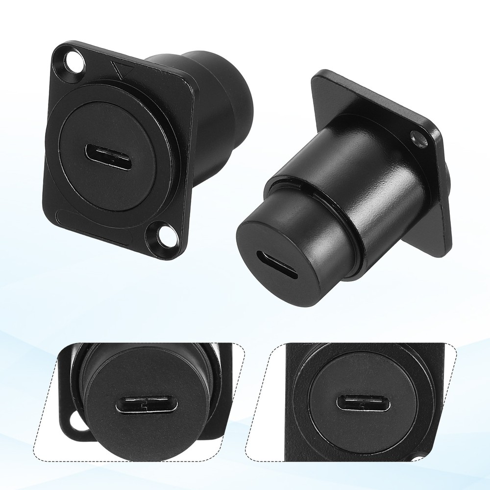 1Pcs Type C Panel Mount Coupler, D-Type USB C Pass Through 10Gbps Black