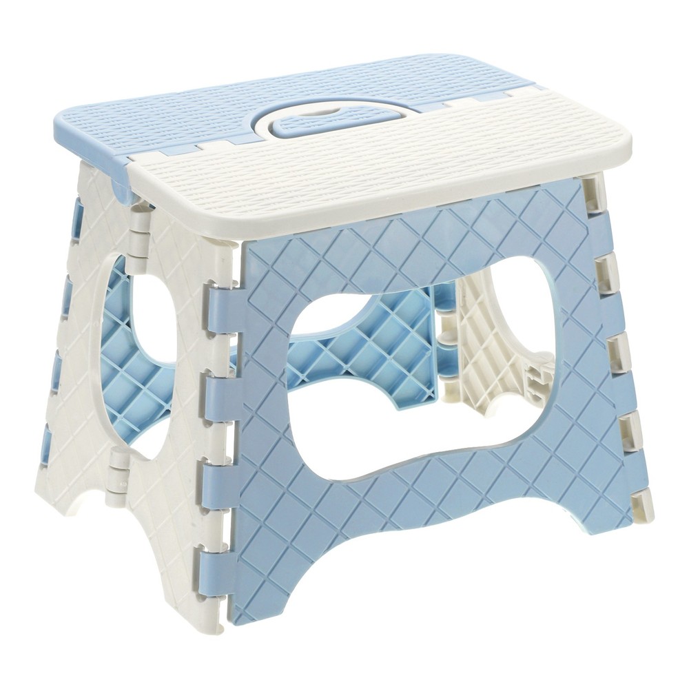 8" Folding Step Stool for Adults 165 lbs Capacity Blue