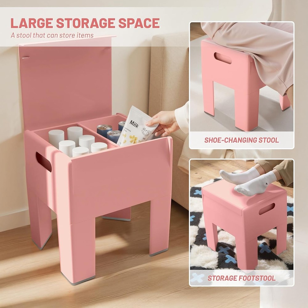Modern Nightstand Multifunctional Plastic Bedside Table W/ Storage Space Side