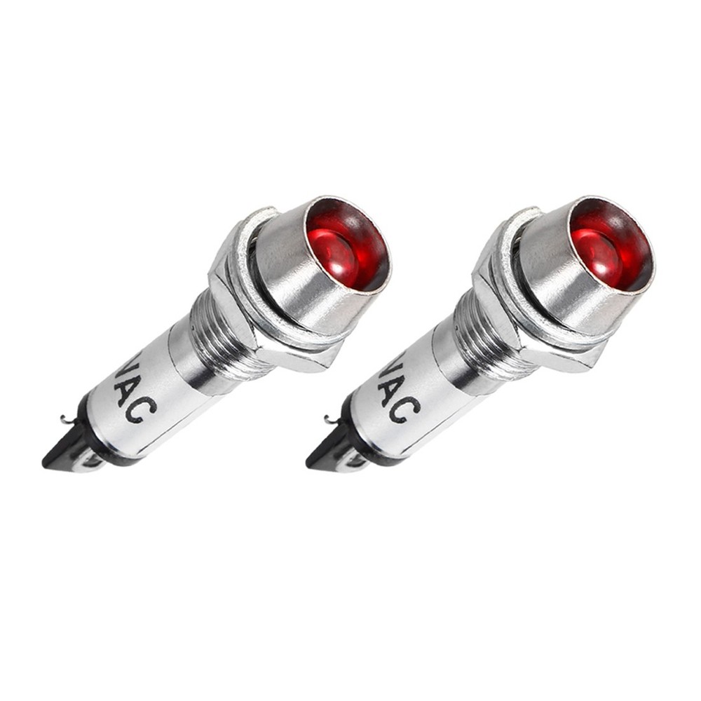 4PCS AC 110V Indicator Light Red Metal Shell Panel Mount 5/16" 8mm New