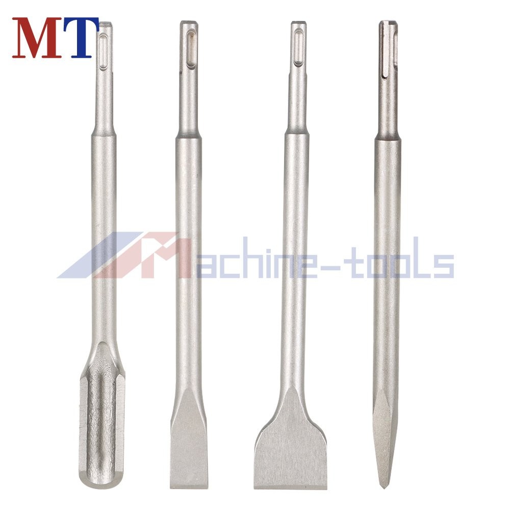 4 × Flat Chisel Grooving Chisel & Point Chisel Durable SDS Plus Chisel Bits