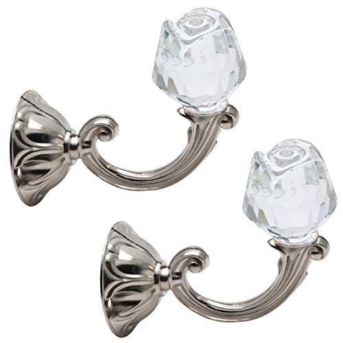 Crystal Rose Head Curtain Tiebacks Drapery Holdbacks Multifunctional Silver