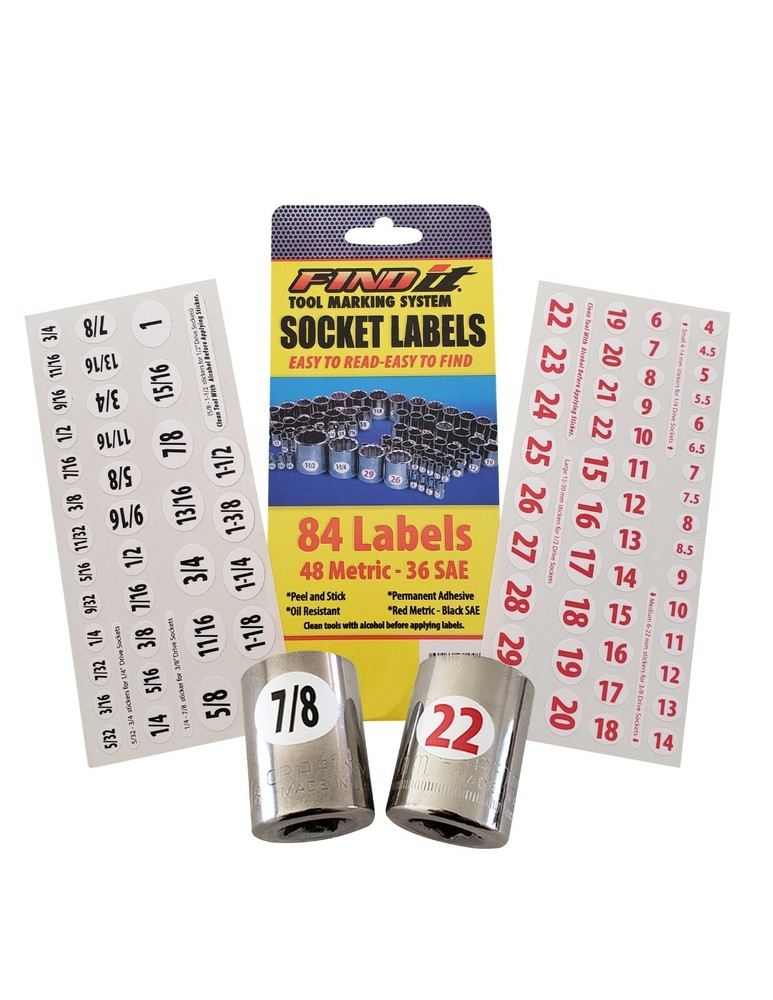 Master Set - Eye Saver Chrome Labels for Socket Sets & Wrenches foil decals tags