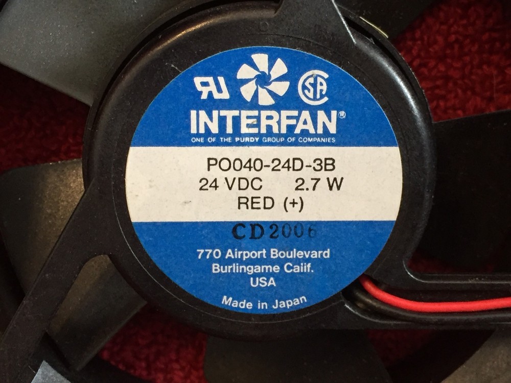 INTERFAN PO040-24D-3B AVIONICS FAN 24 VDC