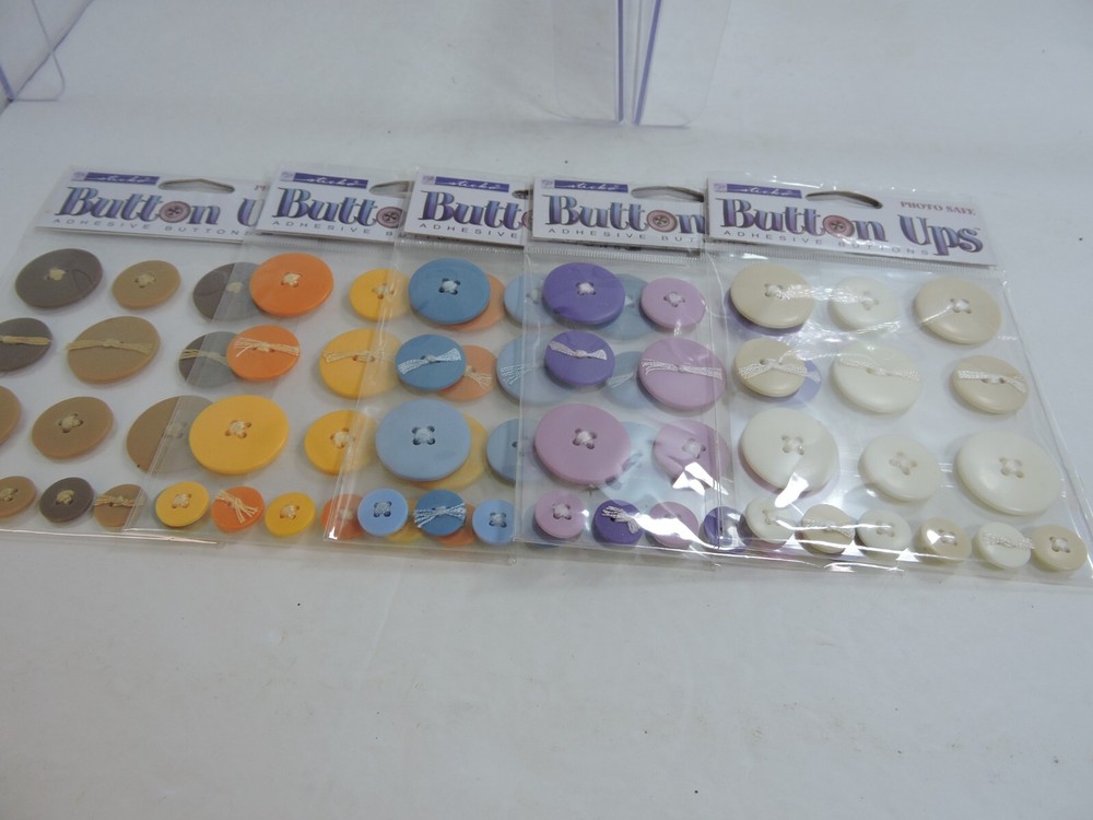 Sticko Button Ups Adhesive Buttons 5 packages different colors