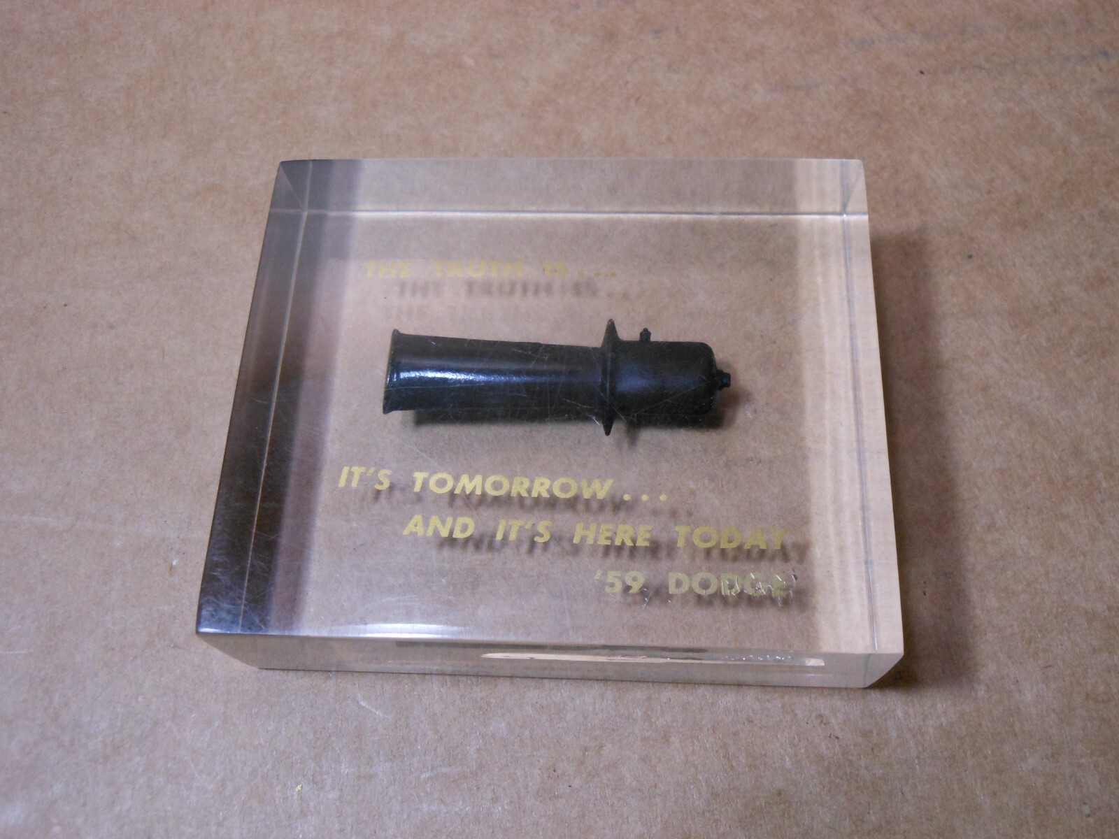 Vintage 1959 Dodge Lucite Desk Paperweight The Truth Is . . .