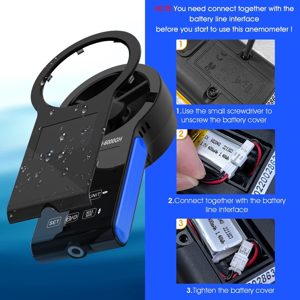 CFM Wind Speed Meter, Rechargeable Anemometer Measuring Wind Velocity, Test A...