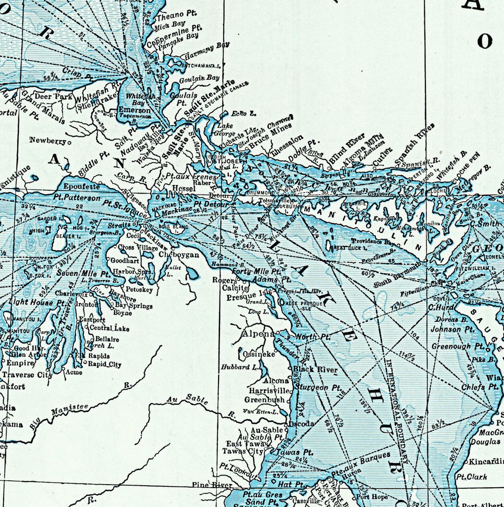 Great Lakes including Canals and Tributary Navigable Streams Map Poster Print