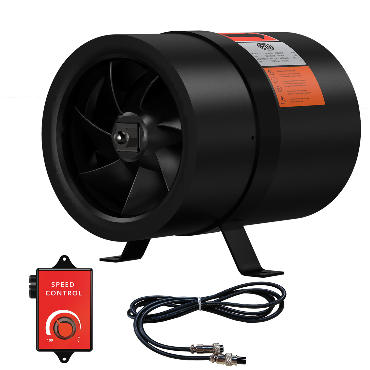4/6/8/10/12 In Exhaust Fan Inline Duct Fan HVAC Blower Kit With Speed Controller
