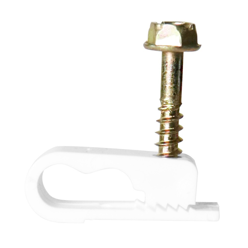 Skywalker Dual Cable Flexible Screw Clips (100 Pack, Screw Depth: 1/2", White)