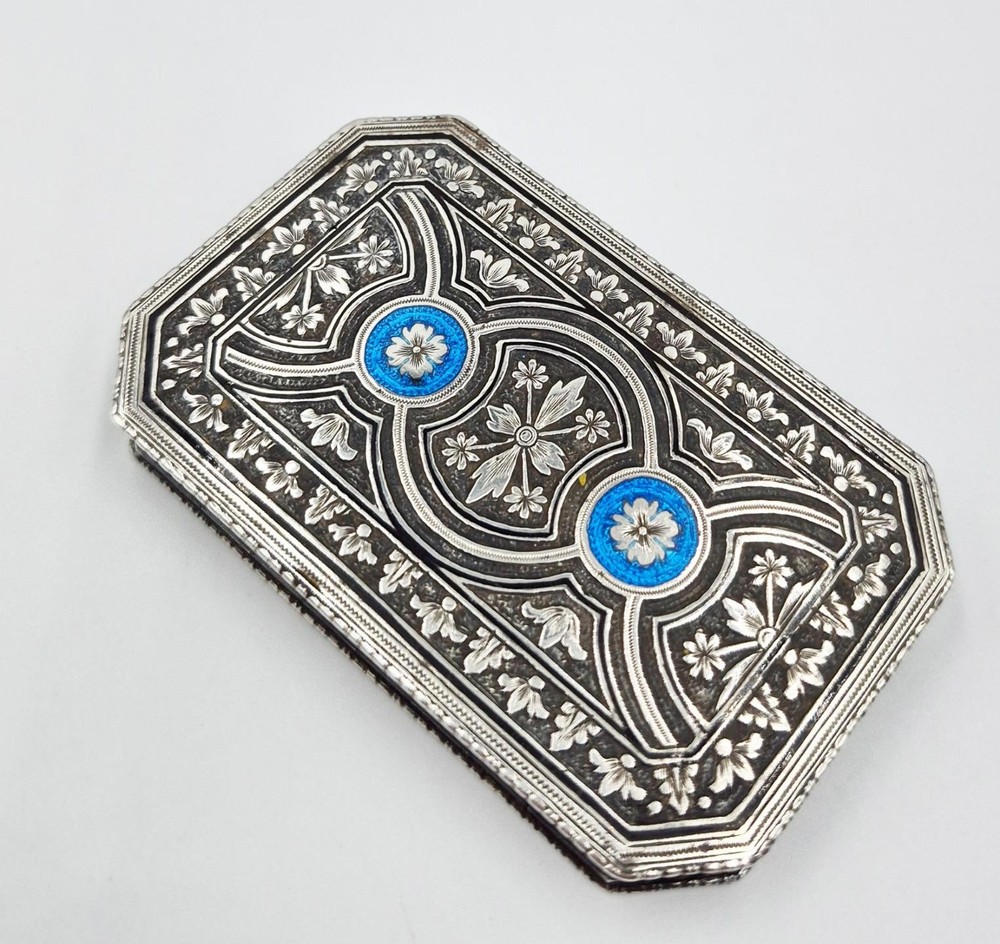 FINE AUSTRO-HUNGARIAN SOLID SILVER & ENAMEL SNUFF BOX c1925