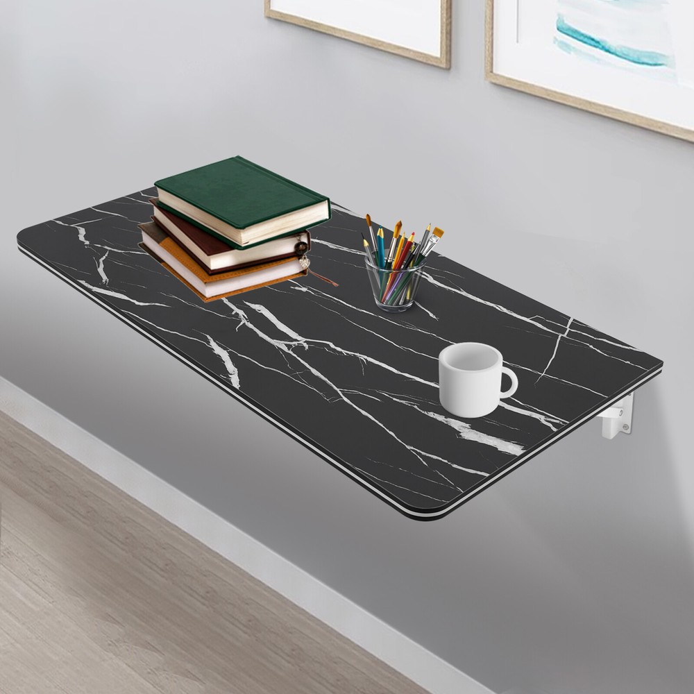 Wall Mounted Folding Table Black Floating Desk Drop Leaf Dining Table 80*40cm