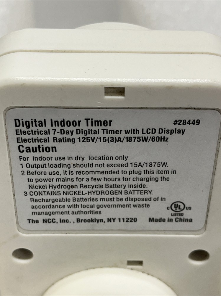 Digital Indoor Timer Electrical 7 Days With LCD Display NCC Model 28449