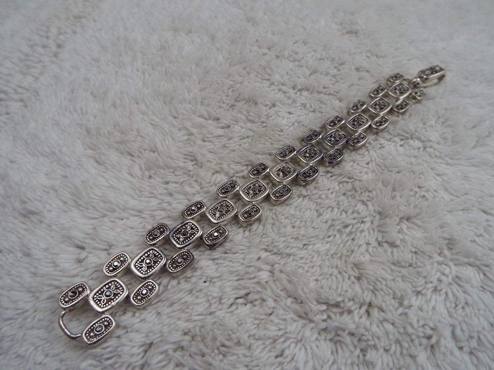 Silvertone Marcasite Rhinestone Bracelet
