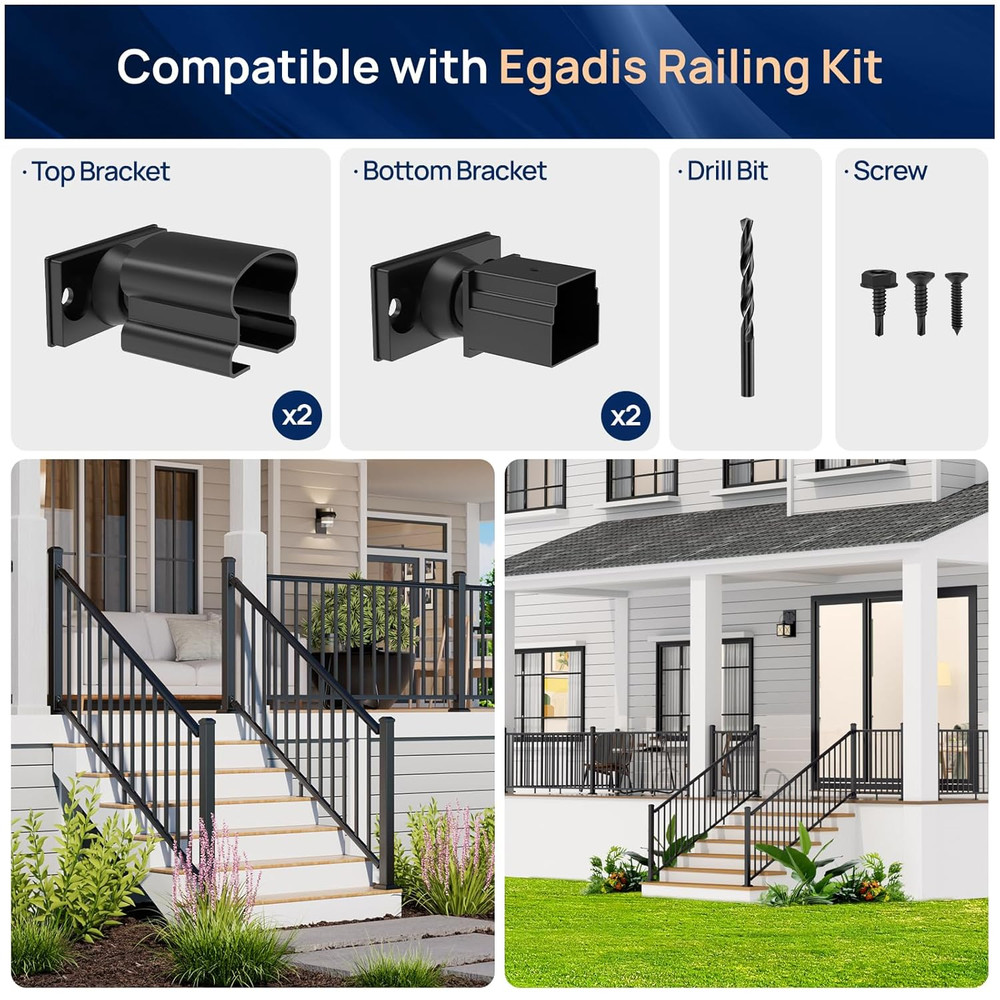 4 Pack Aluminum Adjustable Railing Bracket Connector with Drill Bit, Deck Railin