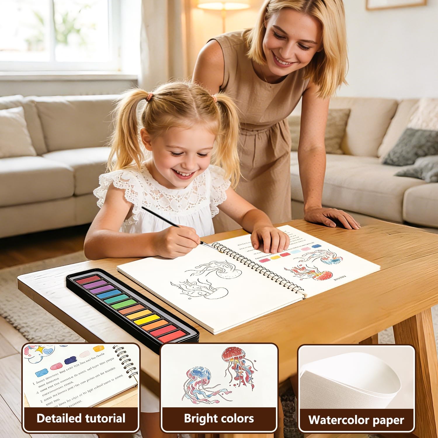 Watercolor Workbook for Beginners - Complete Watercolor Painting Kit with 12 ...