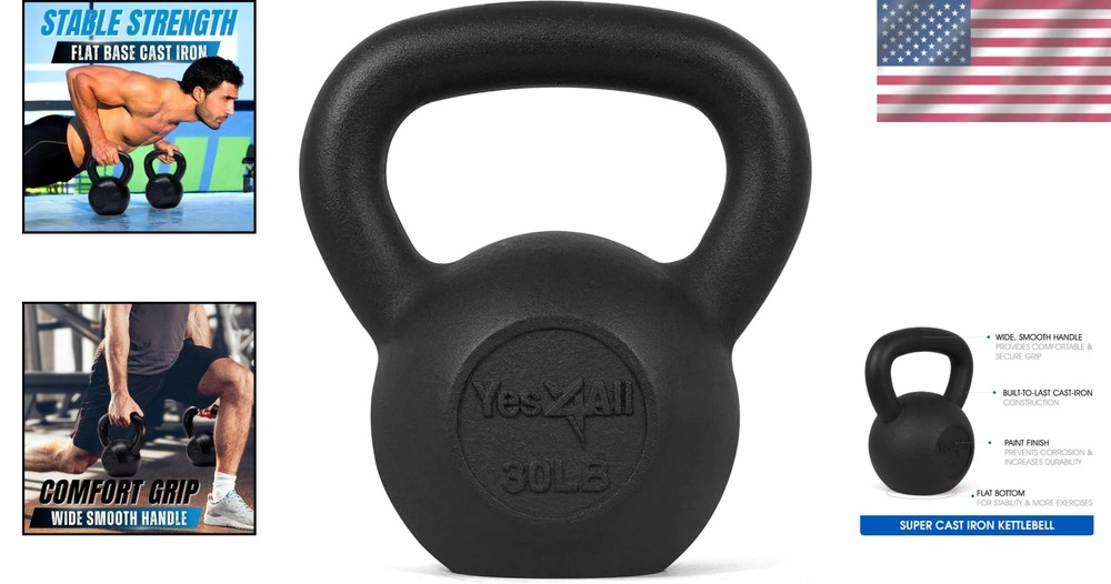 30 Lbs Solid Cast Iron Kettlebell - Versatile Strength Training Tool