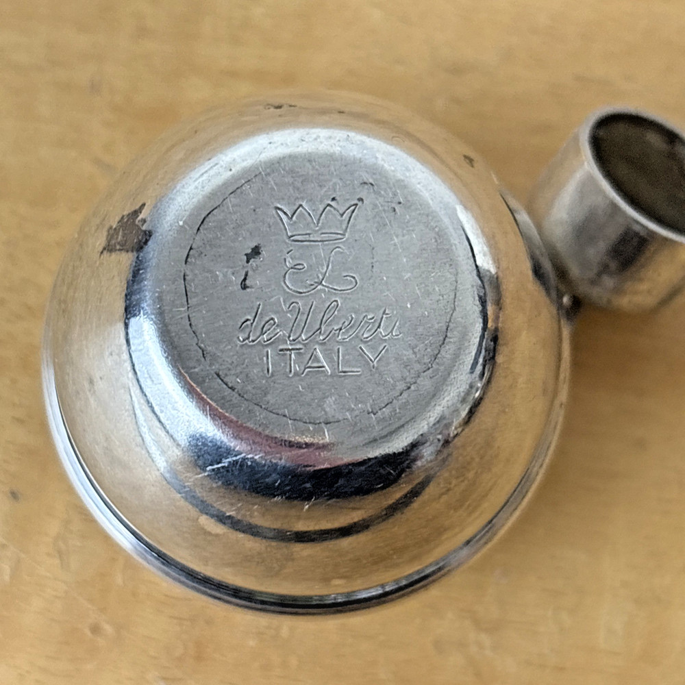 El De Uberti Silver Miniature Oil Lamp or Condiment Jar