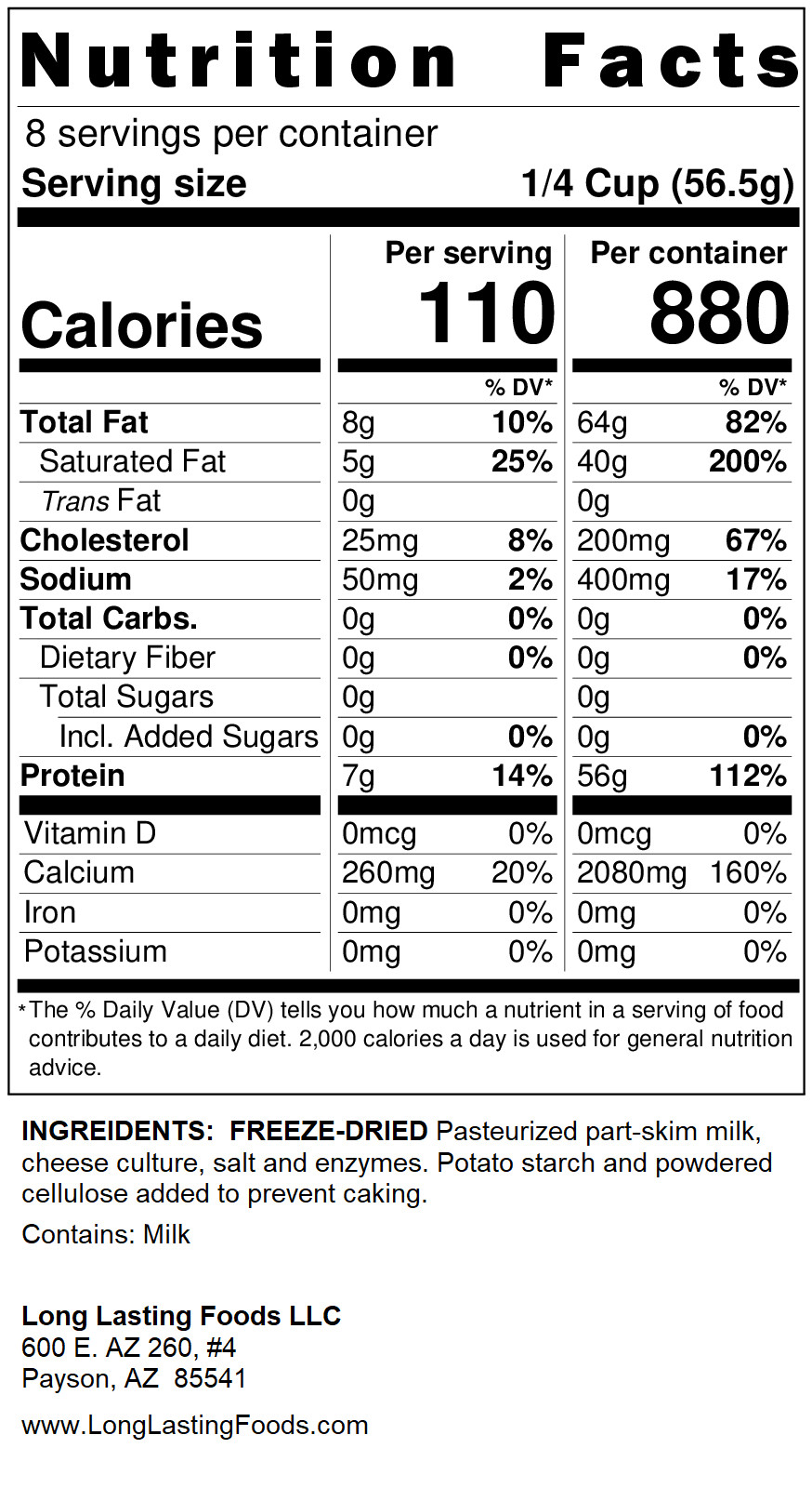 Freeze-Dried Swiss Cheese - Shredded