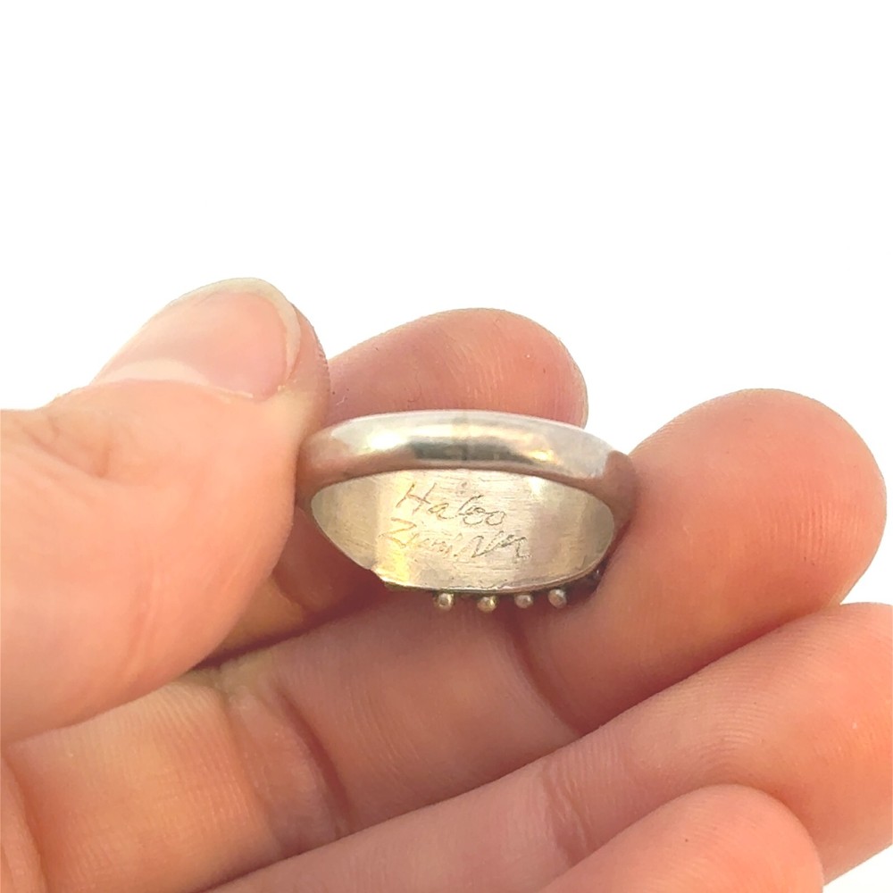 Haloo Zuni silver snake eyes ring