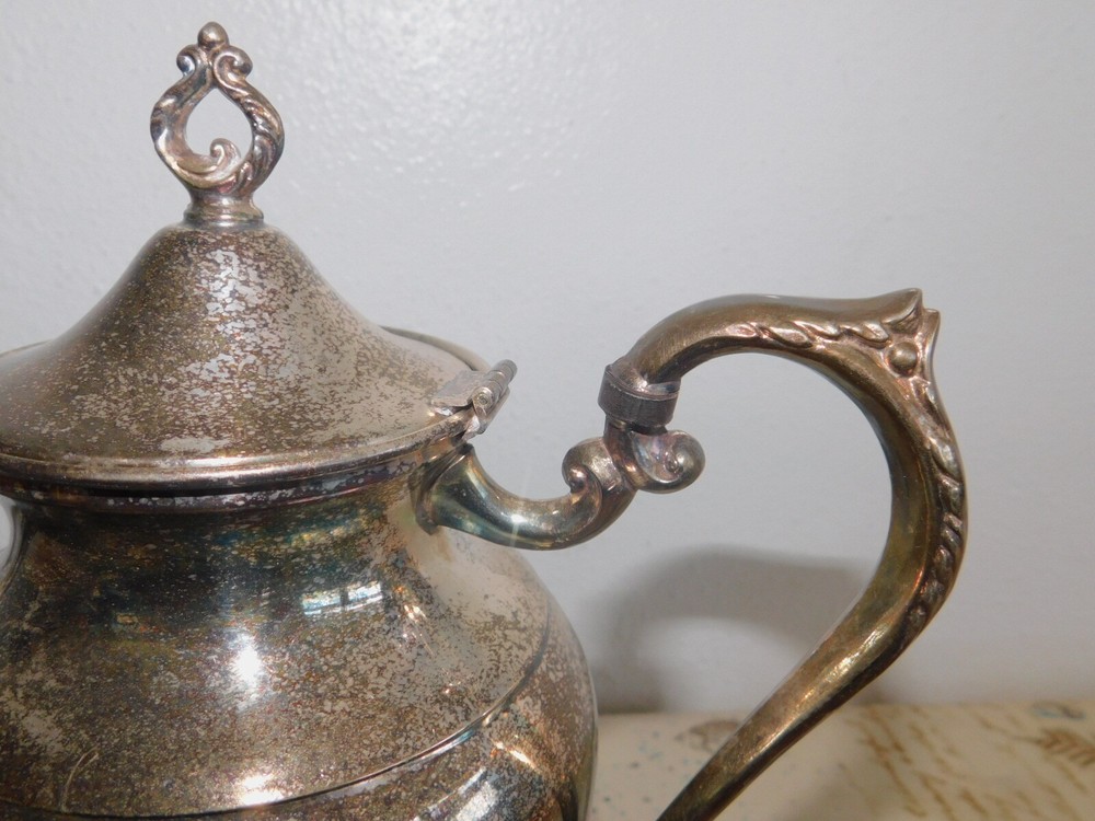 Silver on Copper Silver-plated Coffee Pot Signed 10" Lidded