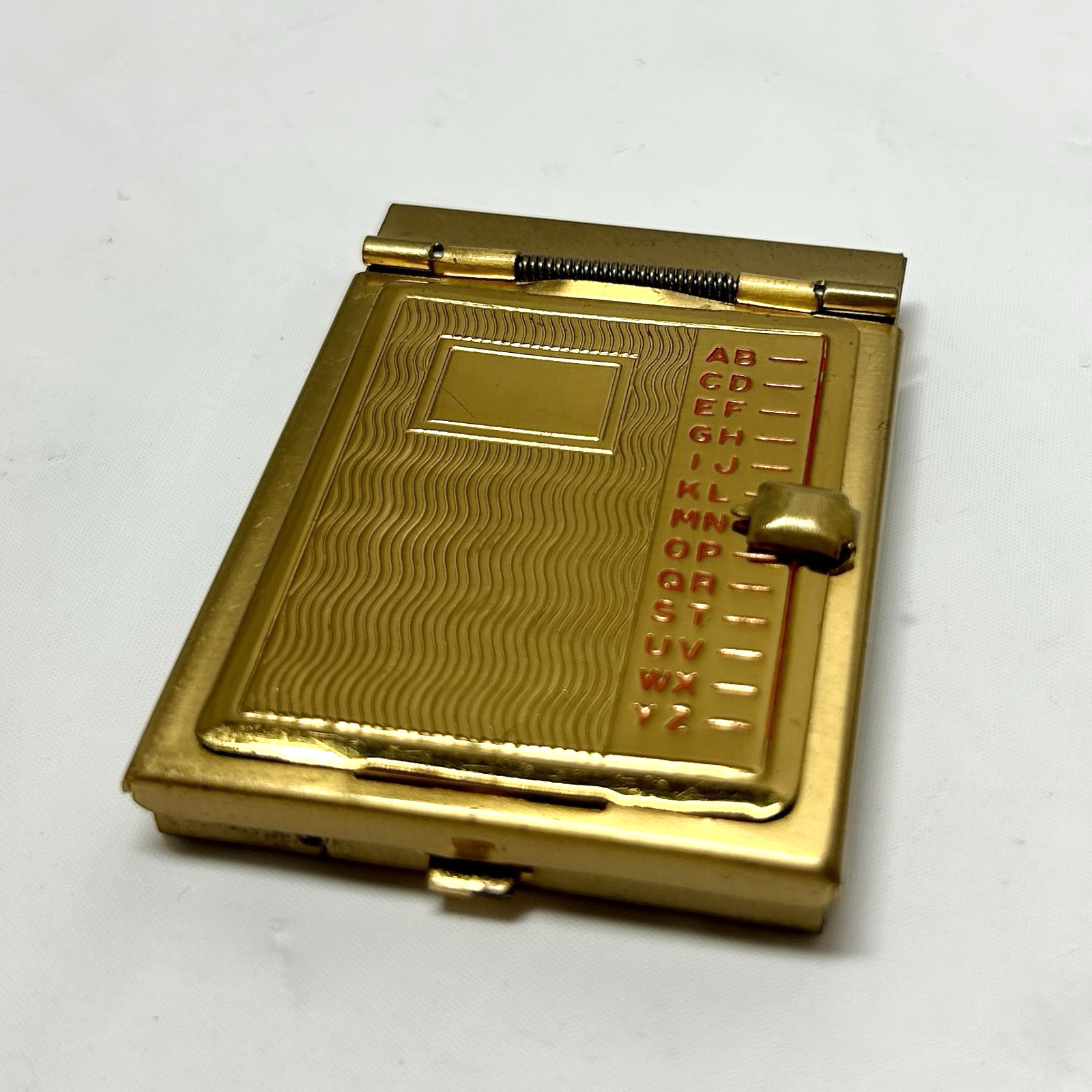 Vintage Mini Flip Up Pocket Rolodex Address Phone Book Brass Gold Tone