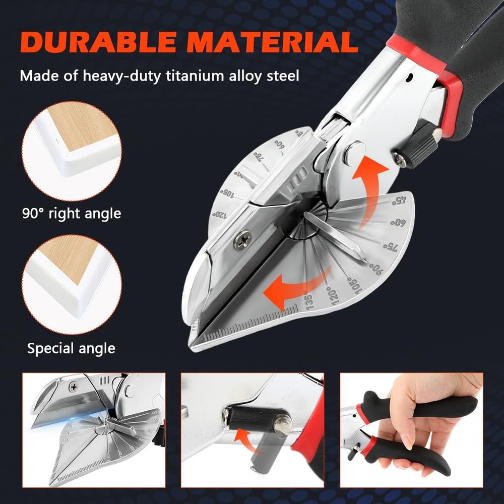 Multi Angle Miter Shear Cutter Hand Tool 45-135 Degree Adjustable Angle Shears