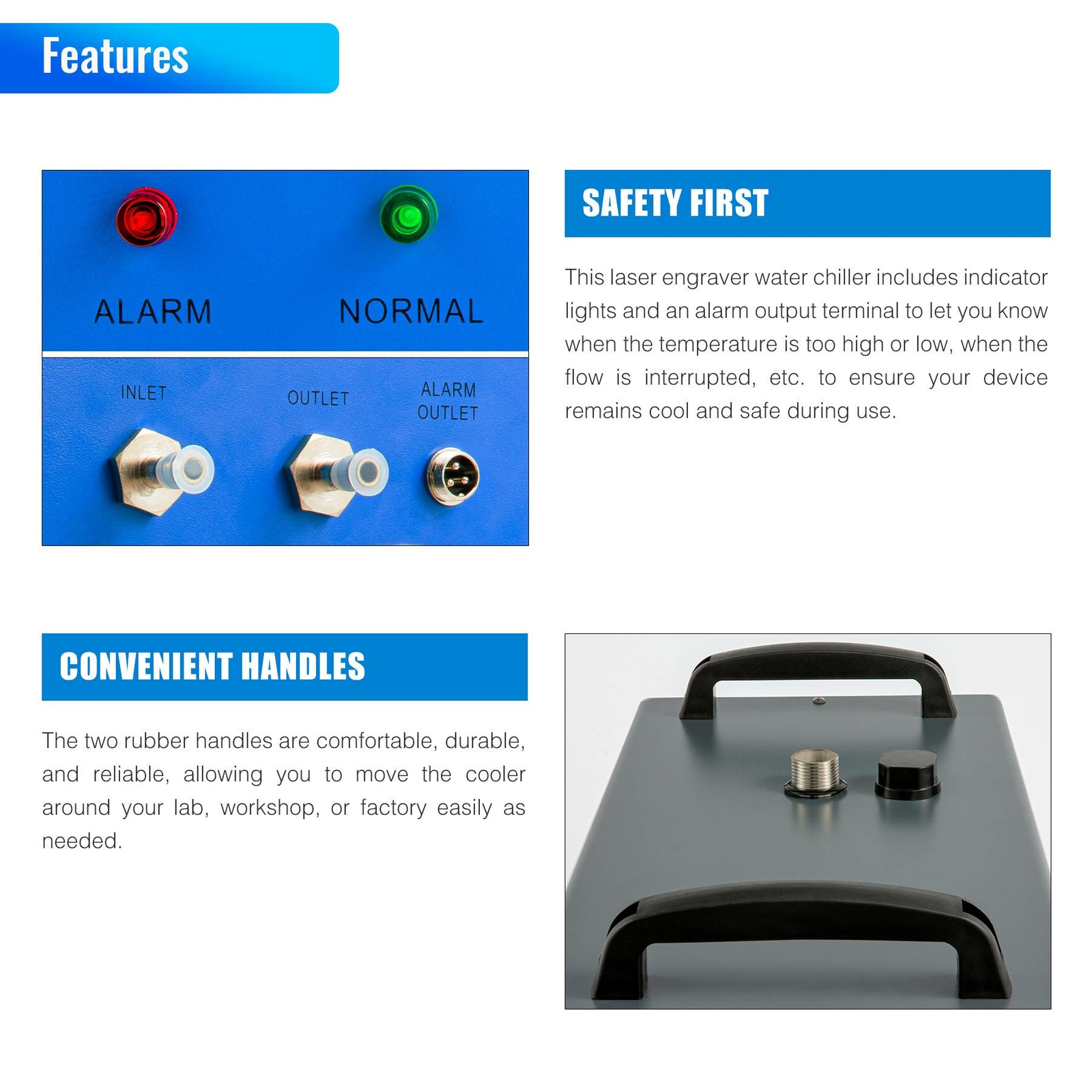 OMTech CW-5200 Industrial Water Chiller for CO2 Laser Engraving Cutting Machines