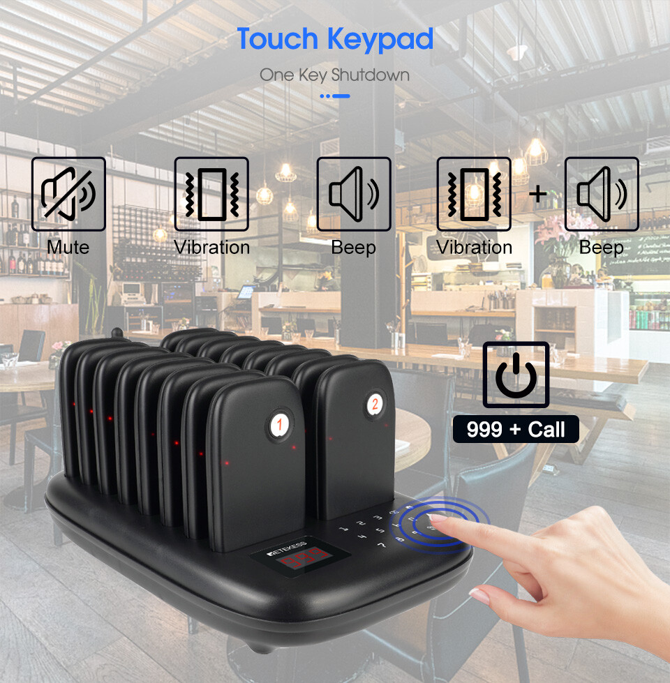 Retekess TD175 Restaurant Pager System Queuing 16 Buzzers Food Truck Cafe Club