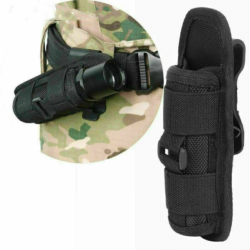 Tactical Flashlight Pouch Holster Rotatable Flashlight Holder Torch Carry Case