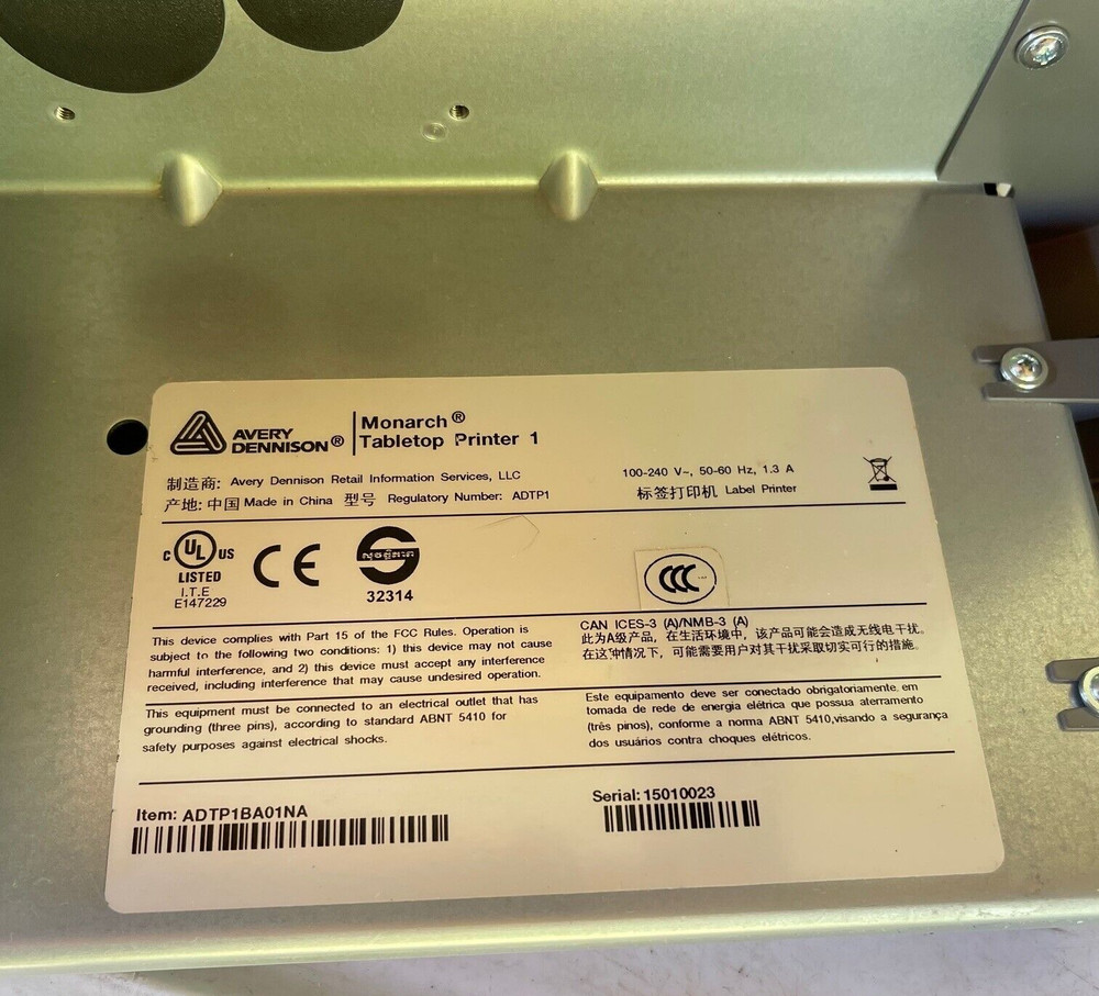 Avery Dennison Monarch Tabletop Printer 1 DT/TT Shipping Label Printer Ethernet