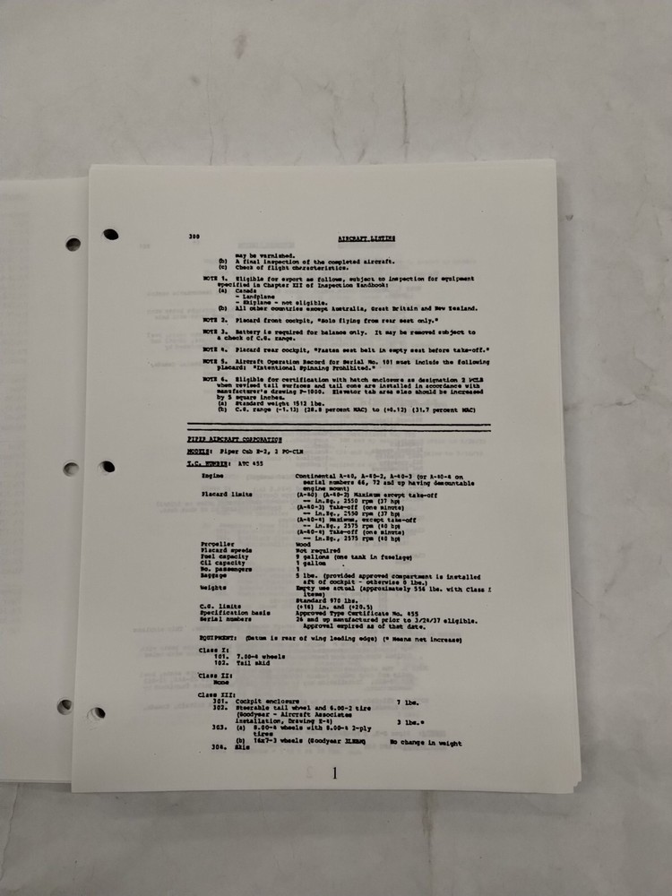 Piper Aircraft Type Specifications Manual-Copy