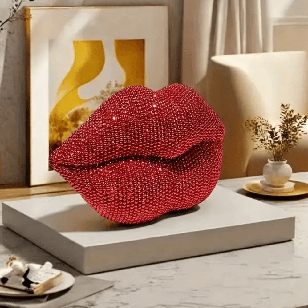 Glamorous Red Lip-Shaped Crystal resin Decor