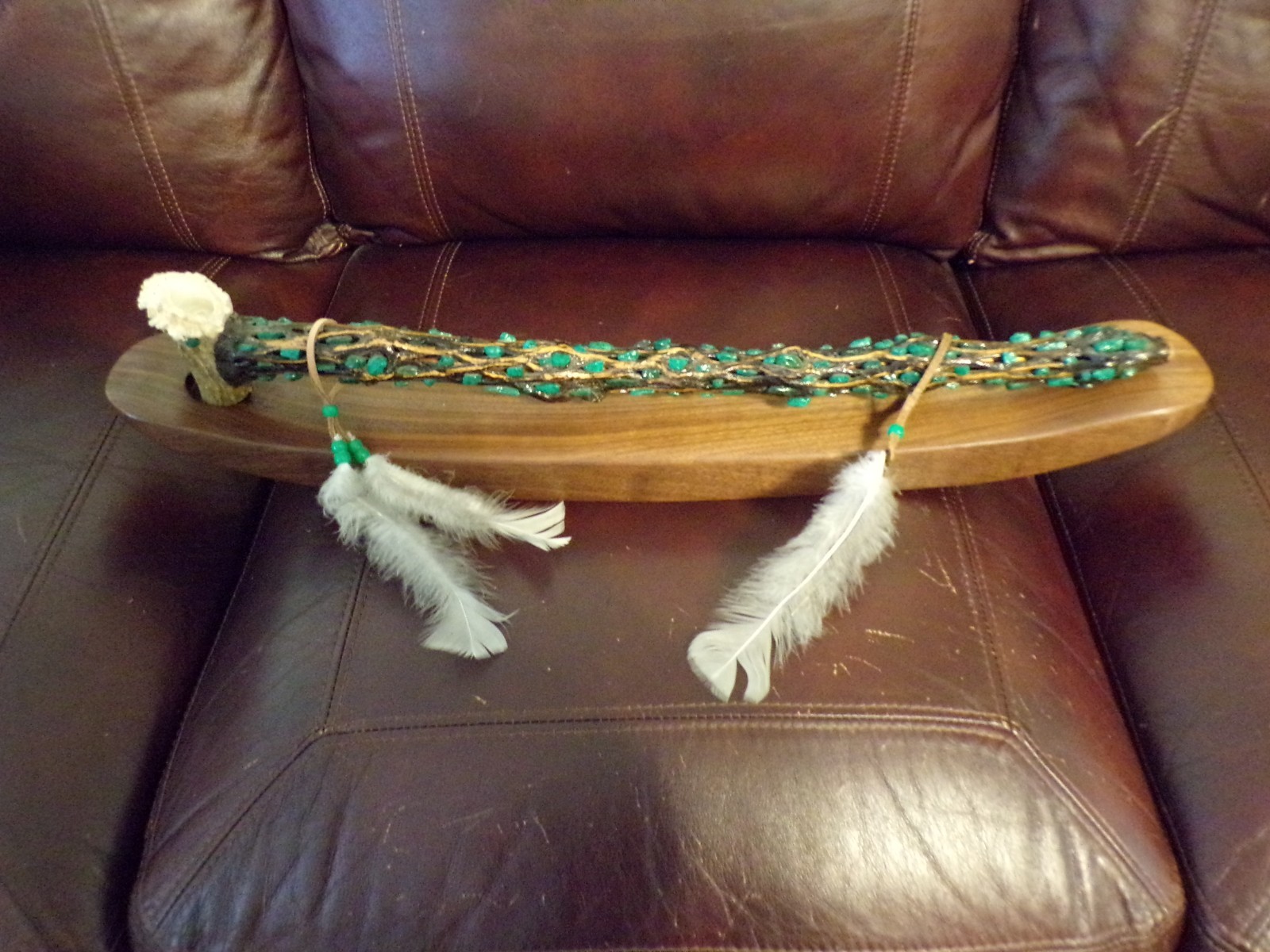 American Indian PEACE PIPE Authentic Native Tribal Ceremonial CACTUS & Turquoise