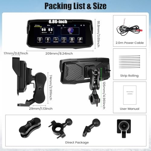 6.86’’ Motorcycle GPS Navigation System with Wireless CarPlay & Android P2