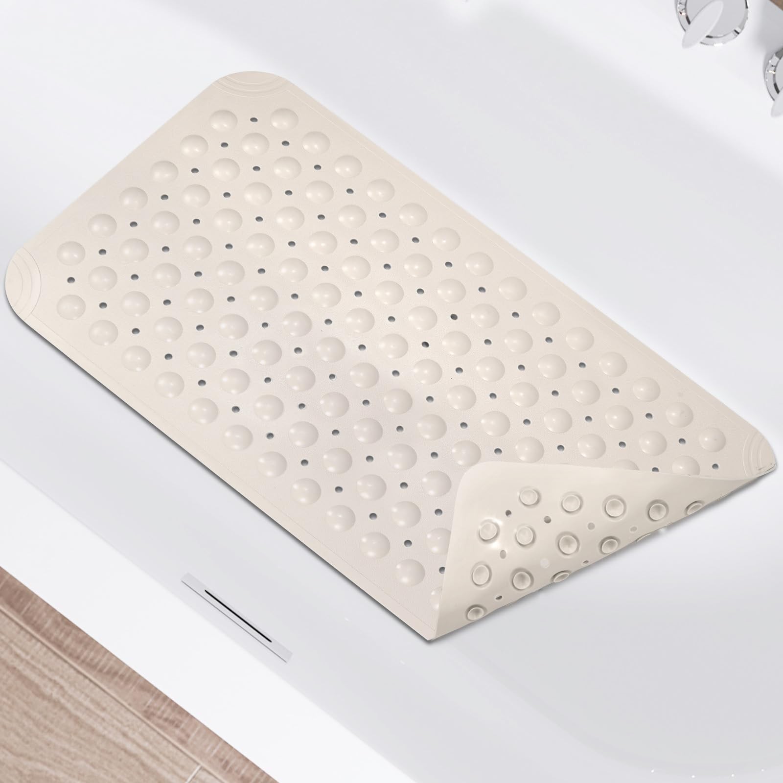 Non Slip Shower Mats for Inside Shower 15 x 27.5 Inch, TPE Bathtub Mat Non-Sl...