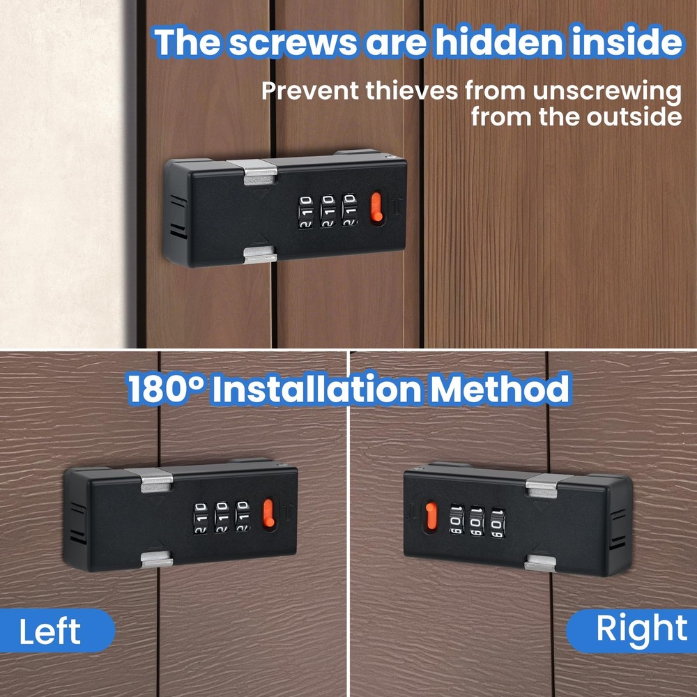 Premium Keyless Cabinet Lock with Combination Code - 3-Digit Password Hasp La...