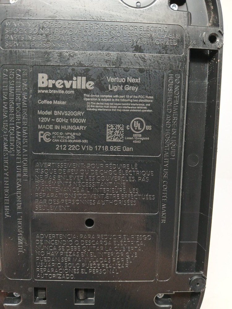Breville Model BNV520GRY Coffee Maker Main unit Tested