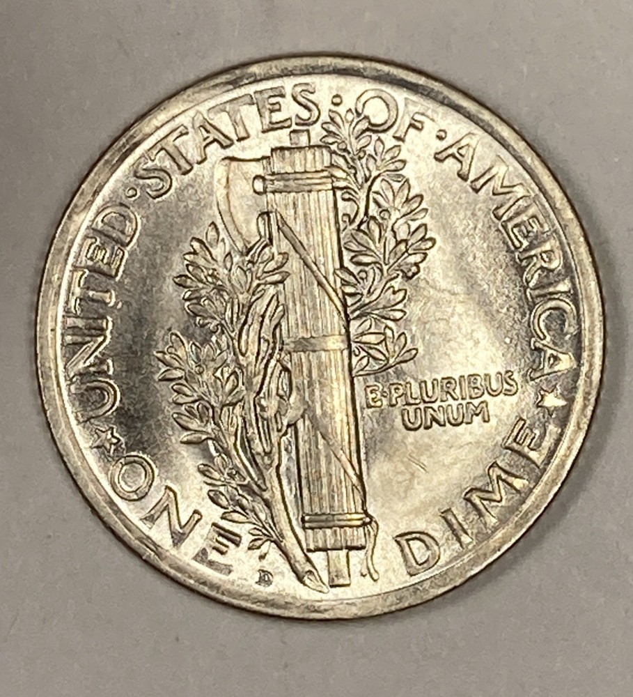 1918-D Mercury Dime .10. Super Choice Uncirculated.